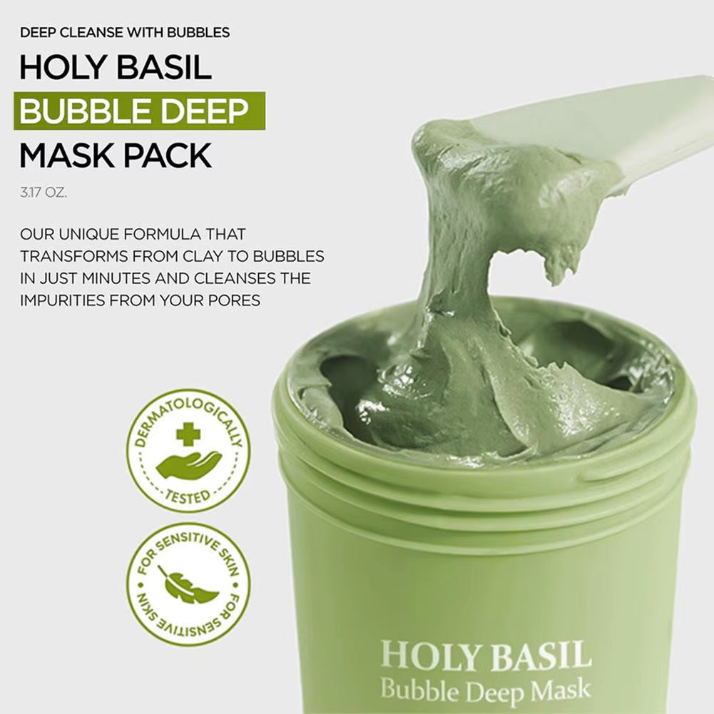  Carbonic Acid Holy Basil Bubble Facial Mask Exfoliating 