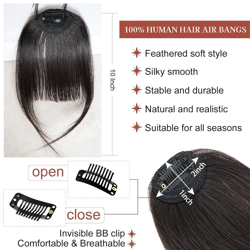 100% Human Hair Bangs – Lightweight & Invisible Clip-In