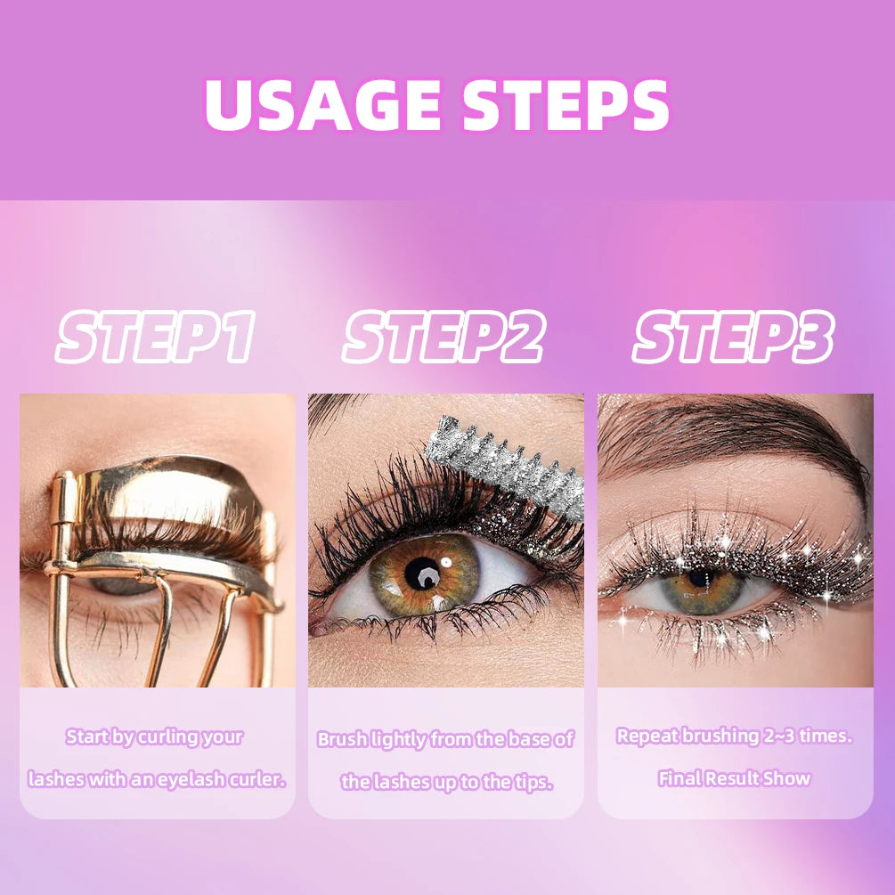 1 PC Diamond Mascara Shining Galaxy Sequins Sweat Proof Glitter Eyelashes