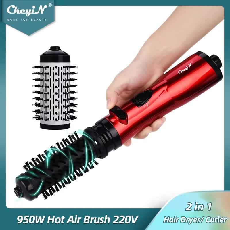 Hair Dryer Brush 2 in 1 Hot Air Spin Brush Curling Straighteningr