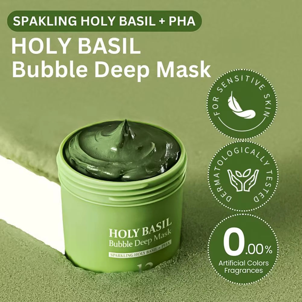  Carbonic Acid Holy Basil Bubble Facial Mask Exfoliating 