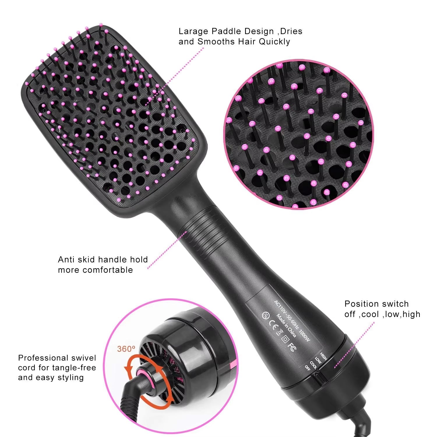 New Arrival 2 in 1 Multifunctional Hot Air Brush Comb Straightener 