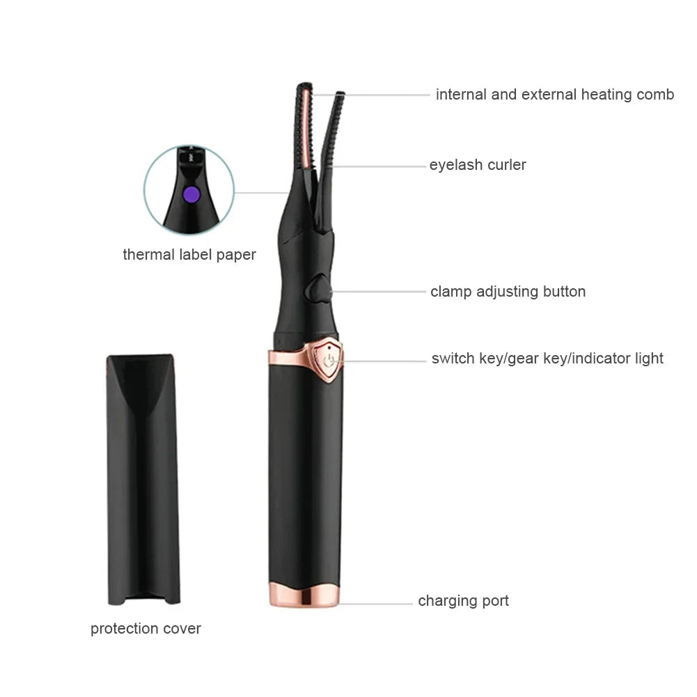 2-In-1 Portable Heated Eyelash Curler, Long-Lasting Curling Comb