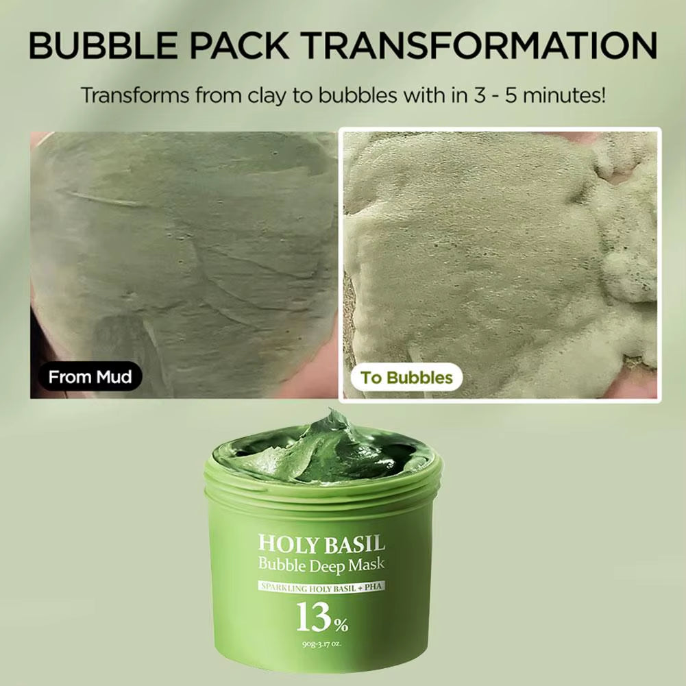  Carbonic Acid Holy Basil Bubble Facial Mask Exfoliating 