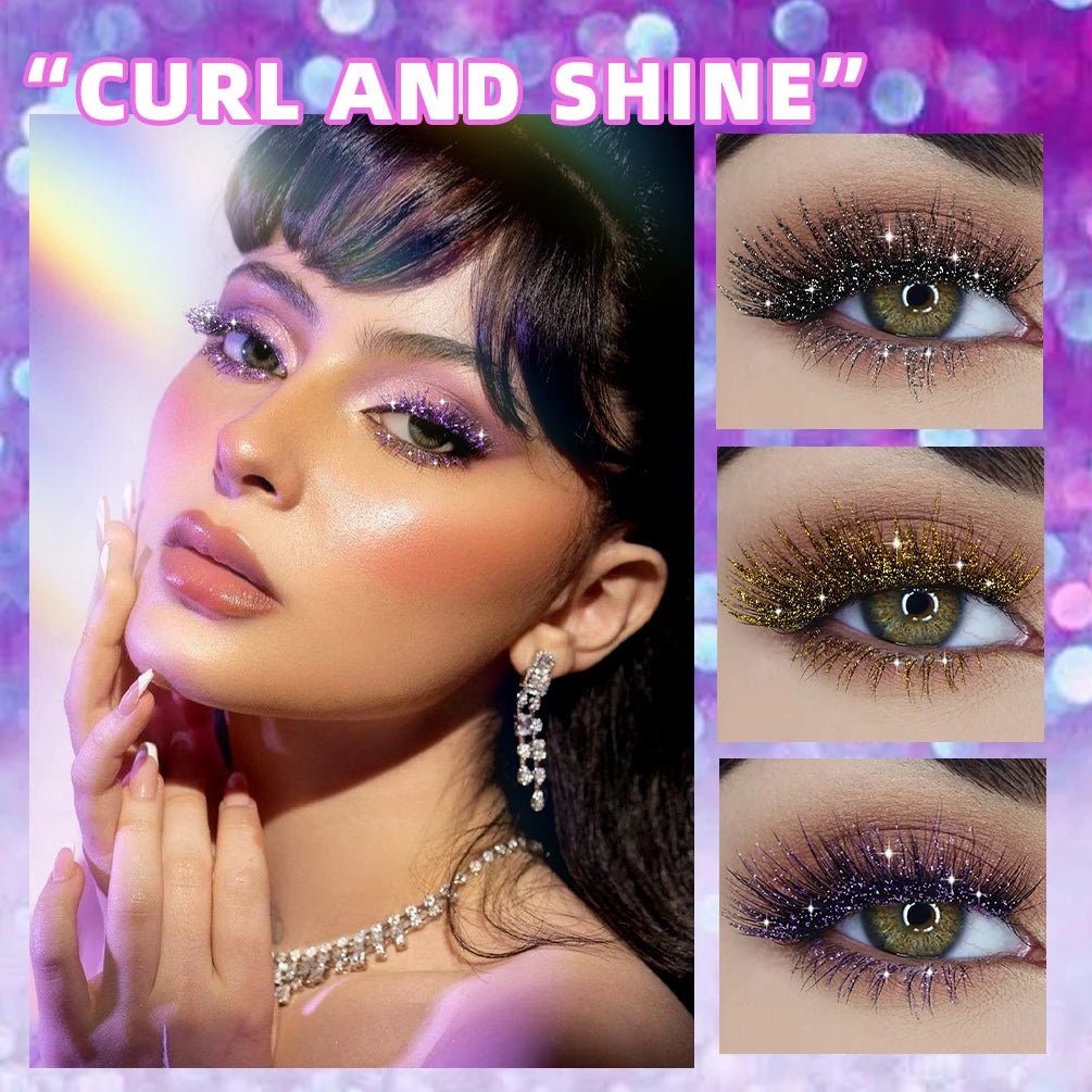 1 PC Diamond Mascara Shining Galaxy Sequins Sweat Proof Glitter Eyelashes