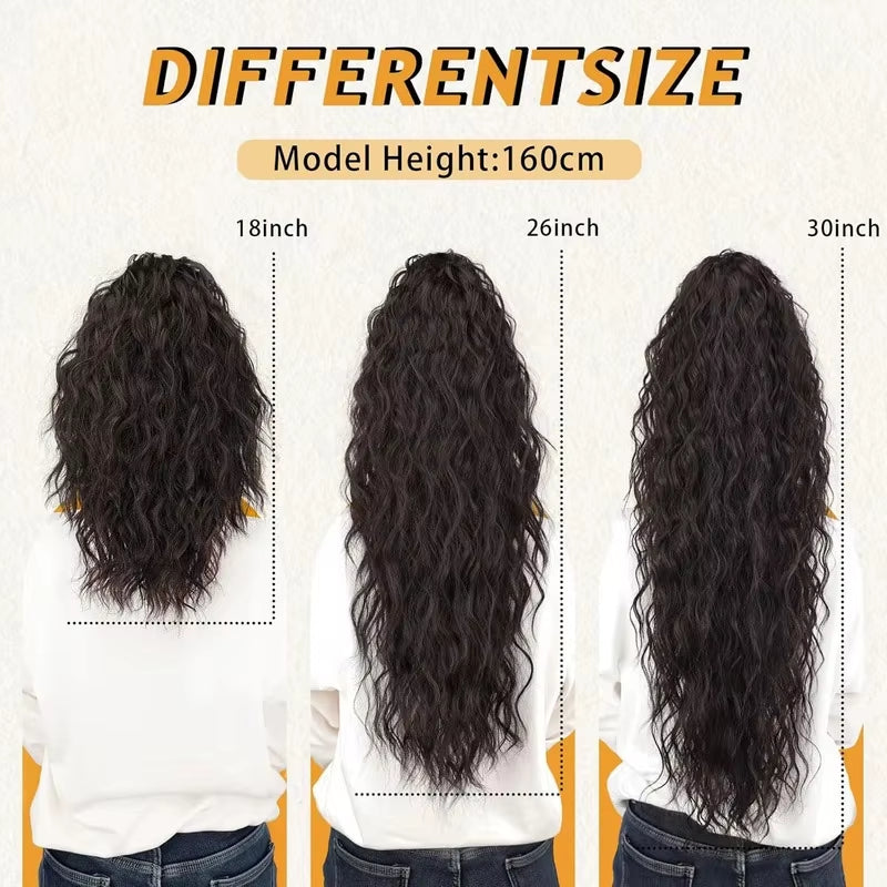 160G Heavy Ombre Black Blonde Curly Ponytail Claw Long real hair